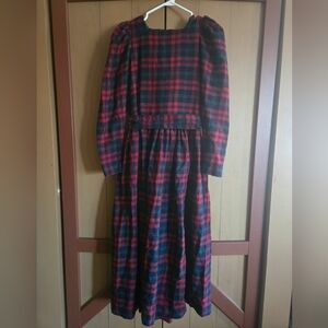 Vintage Plaid Long Sleeve Dress By Laura Ashley